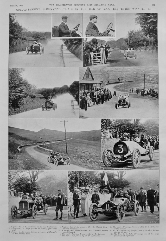 Gordon-Bennett Eliminating Trials in the Isle of Man.- The Three Winners, &c.  1905.