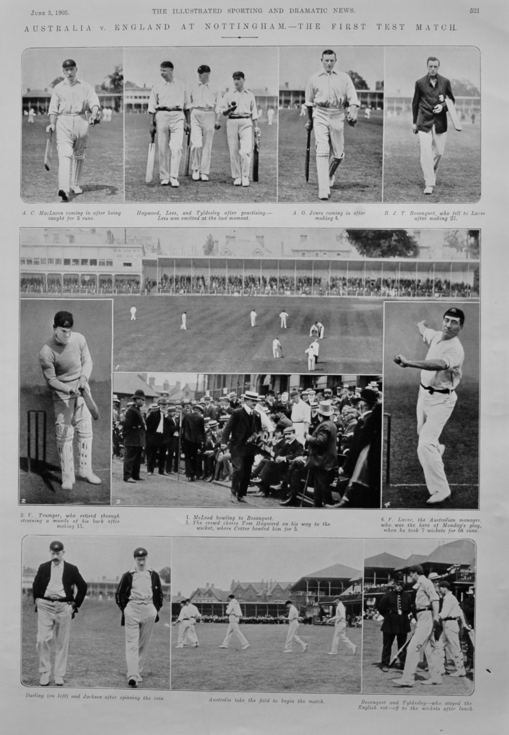 Australia v. England at Nottingham.- The First Test Match.  1905.