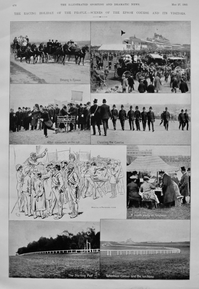 The Racing Holiday of the People.- Scenes of the Epson Course and its Visitors.  1905.