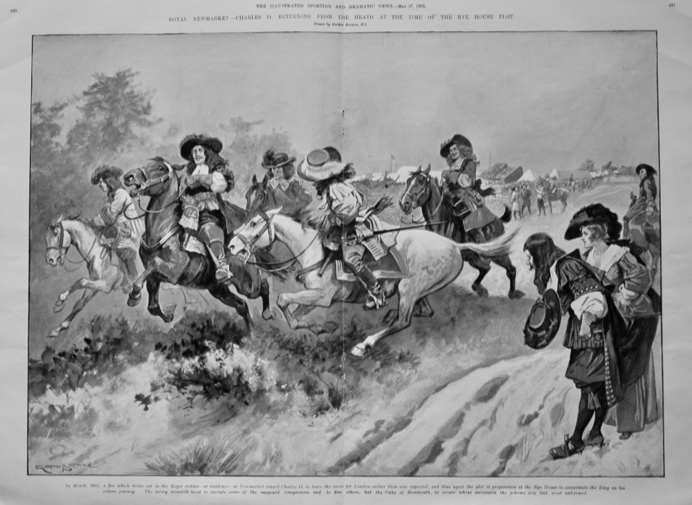 Royal Newmarket.- Charles II. Returning from the Heath at the time of the Rye House Plot.  