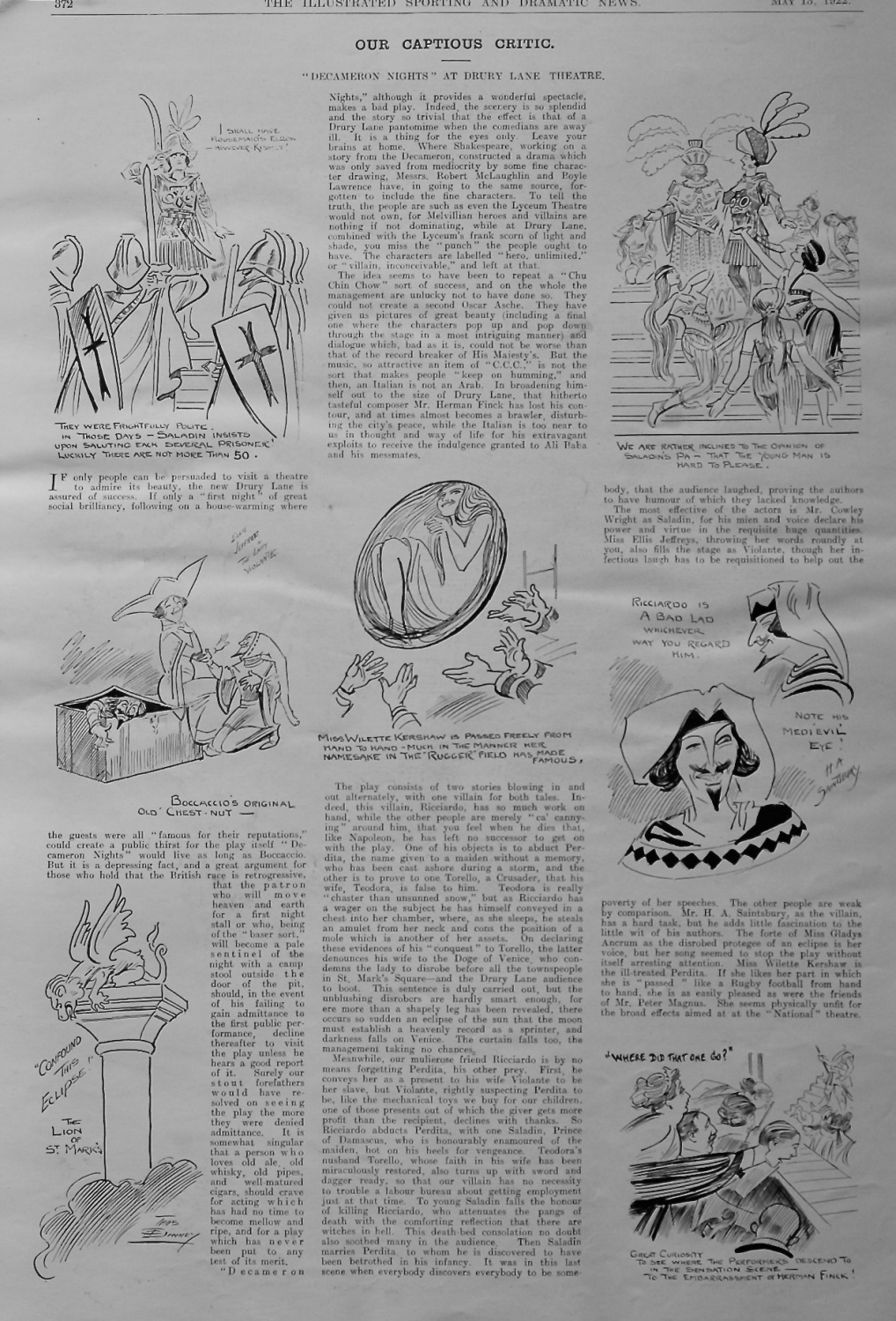 Our Captious Critic.  May 13th, 1922.  