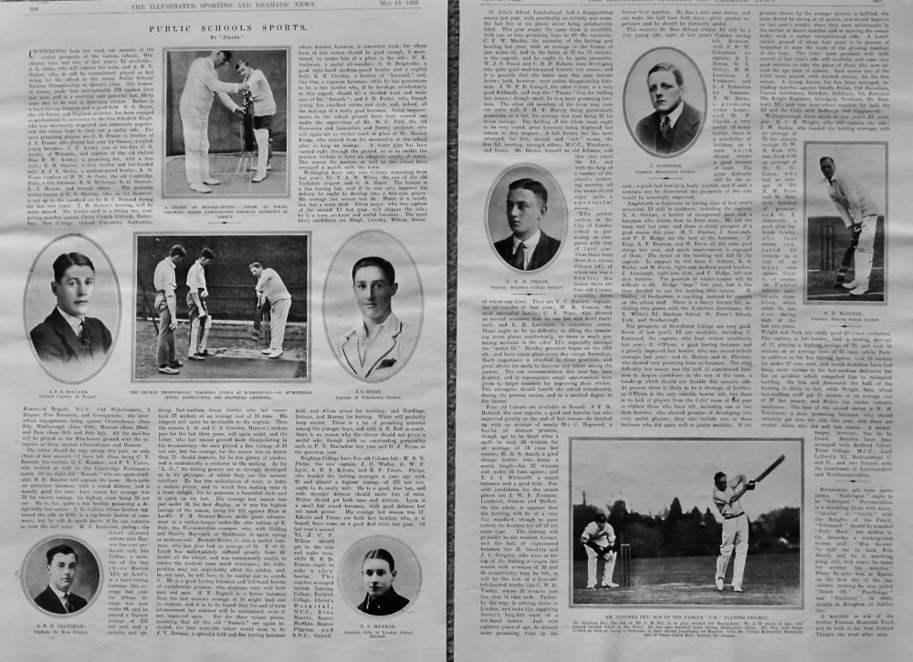 Public Schools Sports  1922. (Cricket)