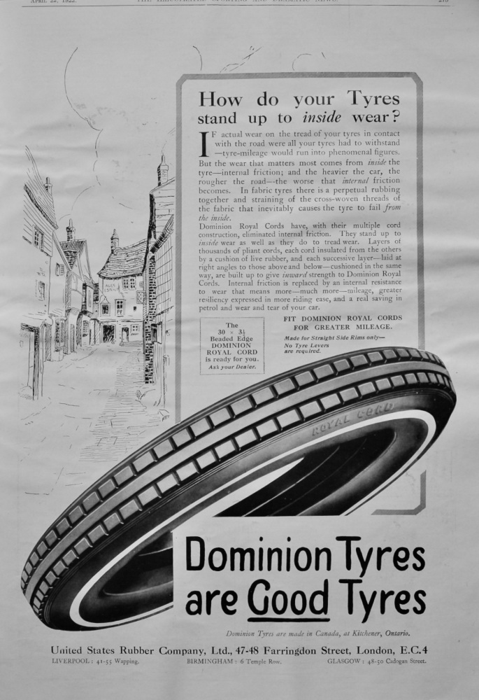 Dominion Tyres.  1922.