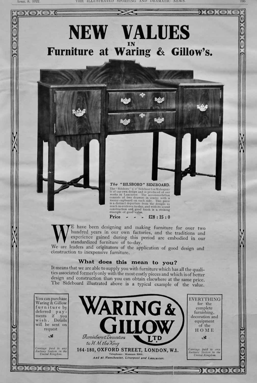 Waring & Gillow Ltd. 1922.