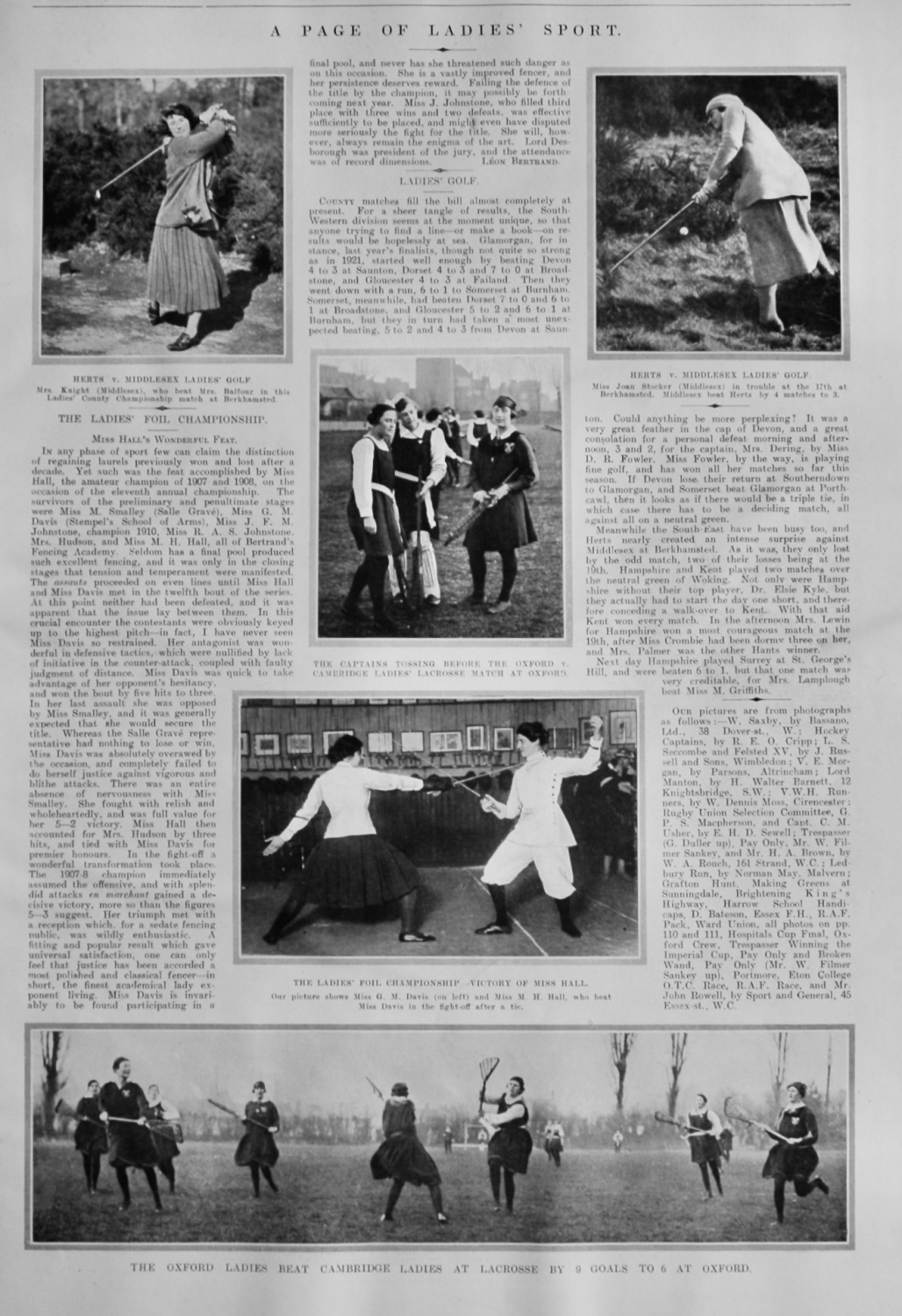 A Page of Ladies Sport.  1922.
