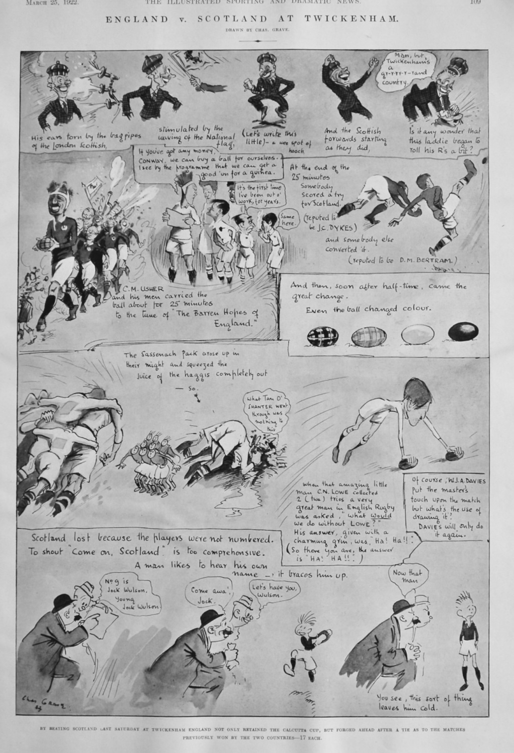 England v. Scotland at Twickenham.  1922. (Rugby).
