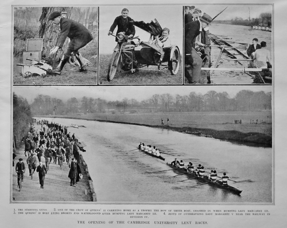 The Opening of the Cambridge University Lent Races.  1922.  (Rowing)