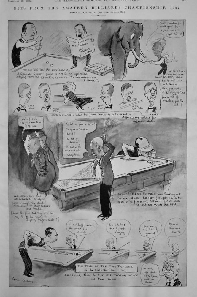 Bits from the Amateur Billiards Championship, 1922.
