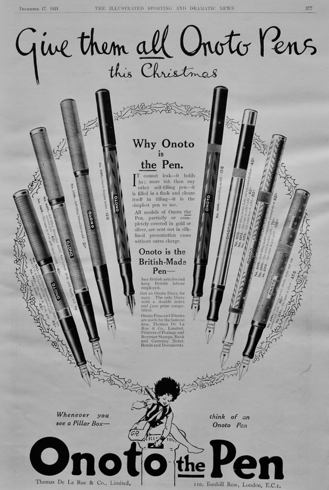 Onoto the Pen.  1921.