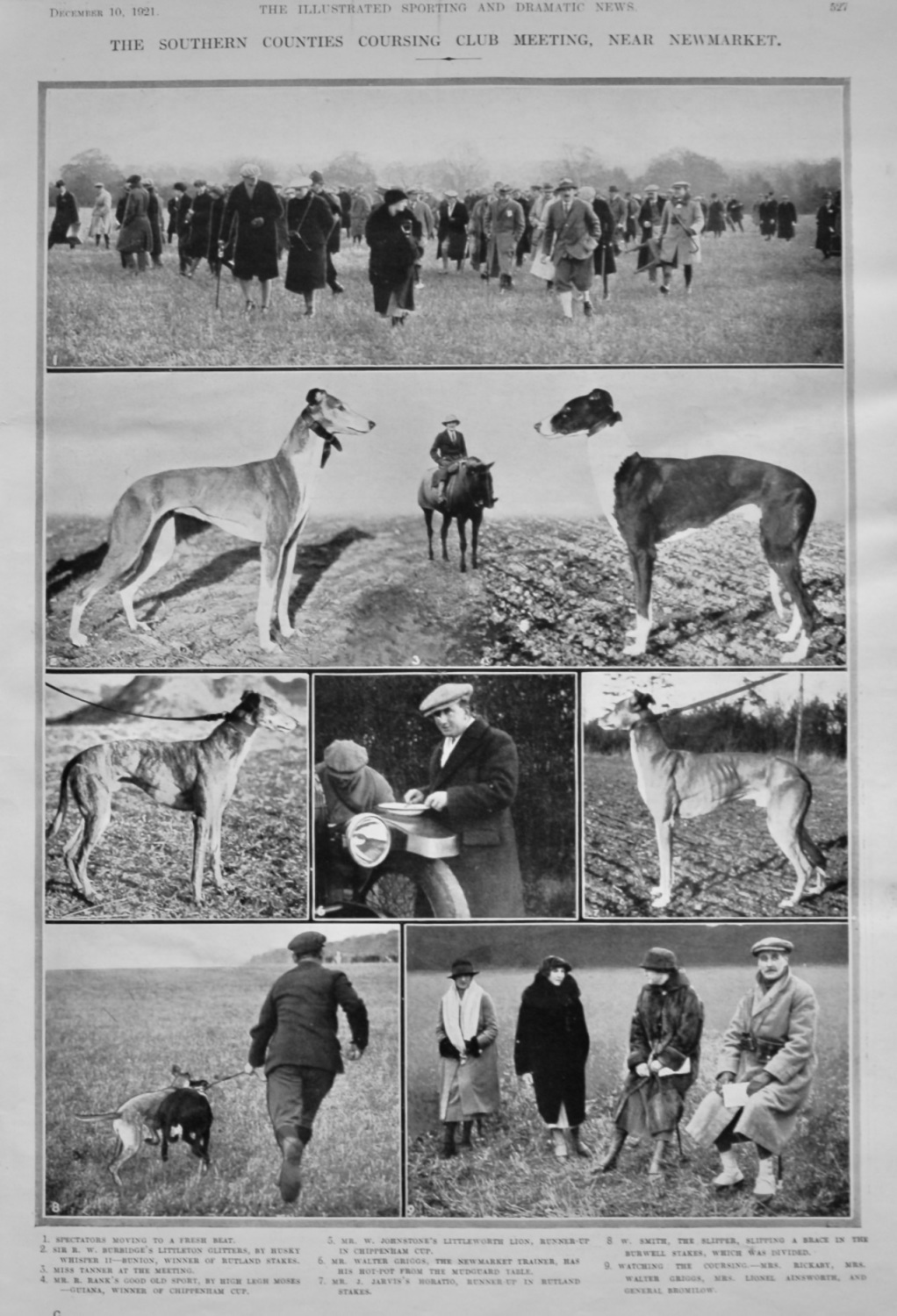The Southern Counties Coursing Club Meeting, near Newmarket.  1921.