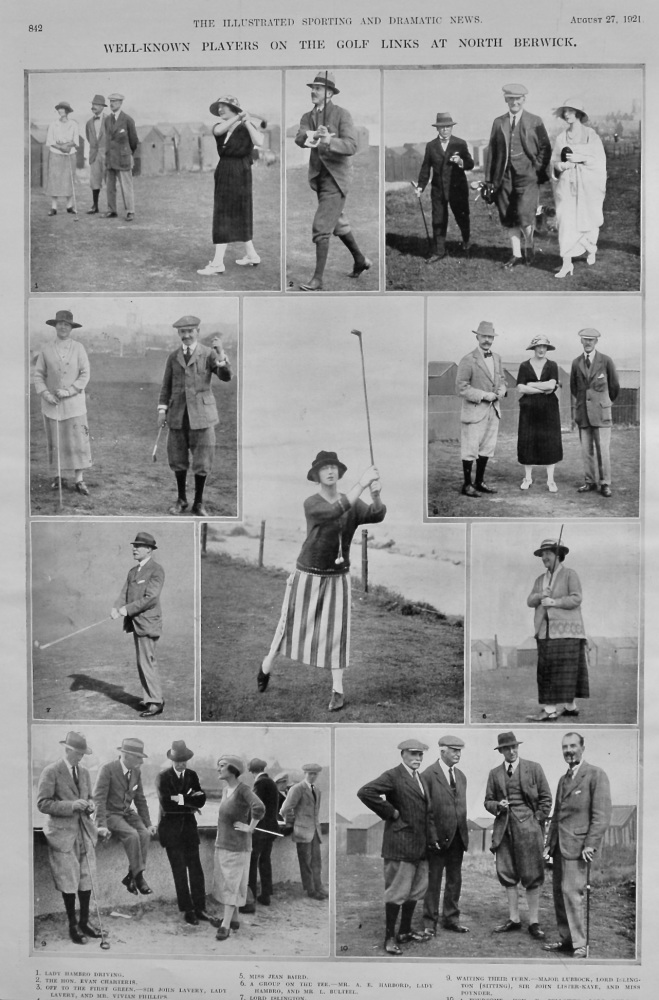 Well-Know Players on the Golf Links at North Berwick.  1921.