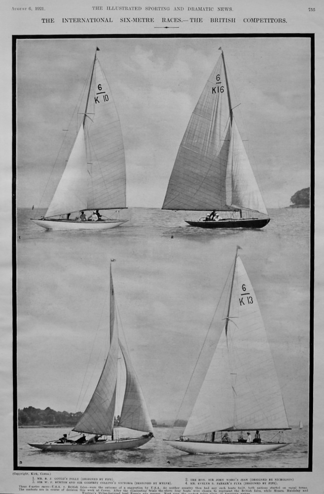 The International Six-Metre Races.- The British Competitors.  1921.