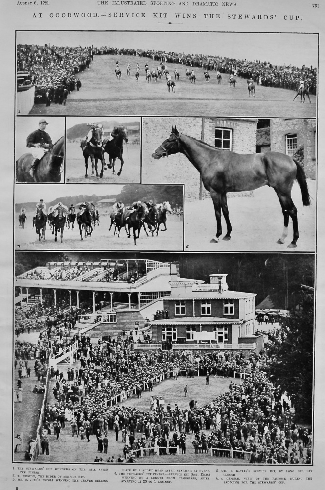 At Goodwood.- Service Kit wins the Stewards' Cup.  1921.