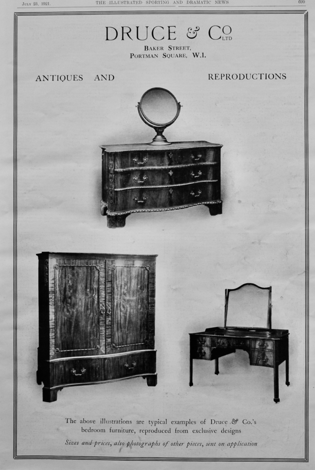 Druce Co Ltd Baker Street Portman Square W 1 Furniture 1921