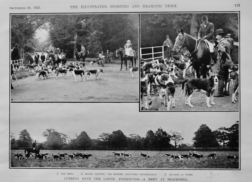 Cubbing with the Garth Foxhounds.- A Meet at Bracknell.  1921.