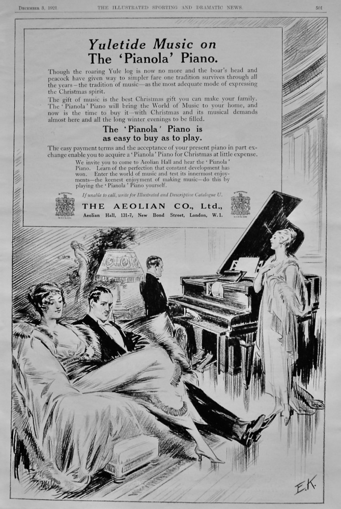 The 'Pianola' Piano.  (The Aeolian Co., Ltd.)  1921.