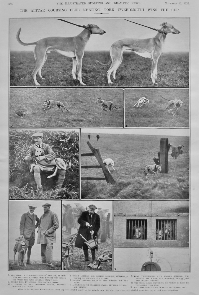 The Altcar Coursing Club Meeting.- Lord Tweedmouth wins the Cup.  1921.