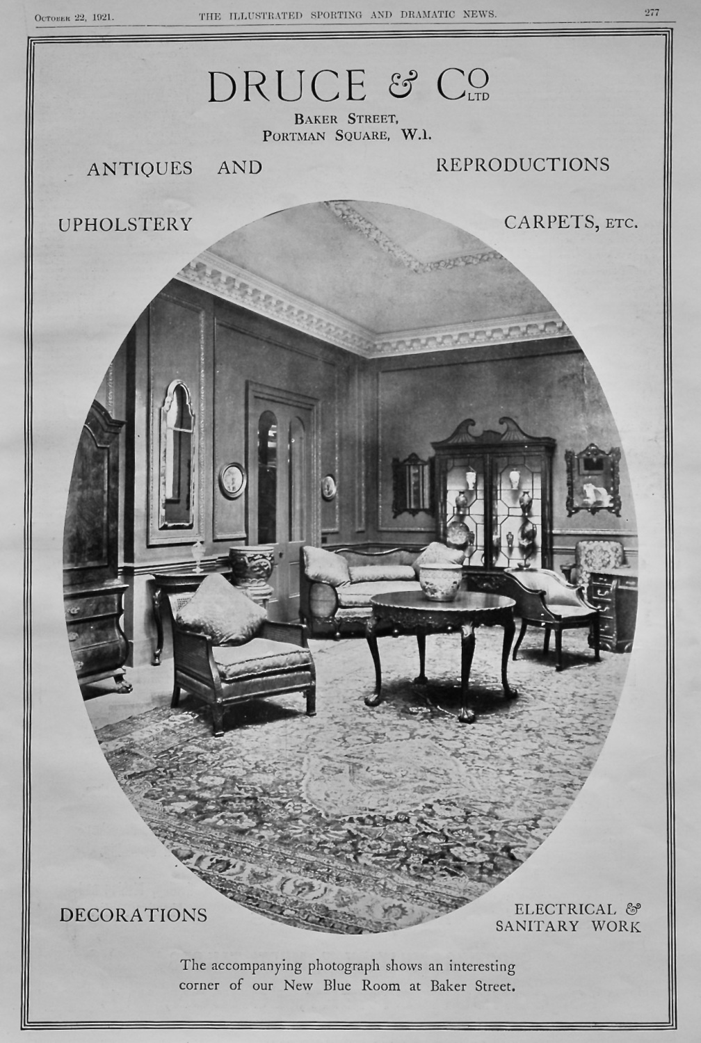 Druce & Co. Ltd.  1921.   (Antiques and Reproductions, Upholstery, Carpets,