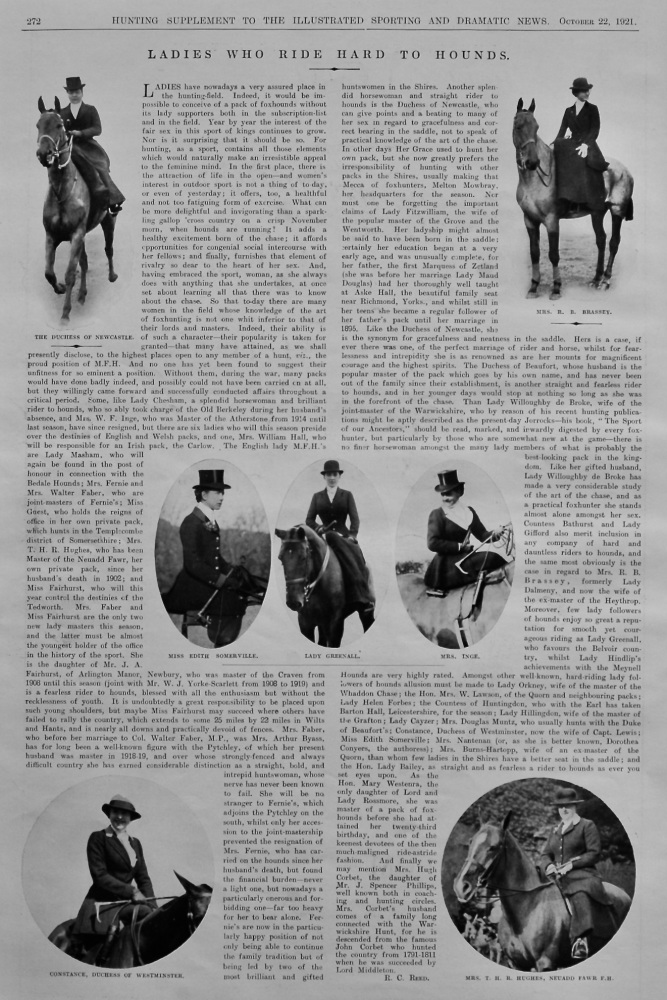 Ladies who Ride Hard to Hounds.  1921.