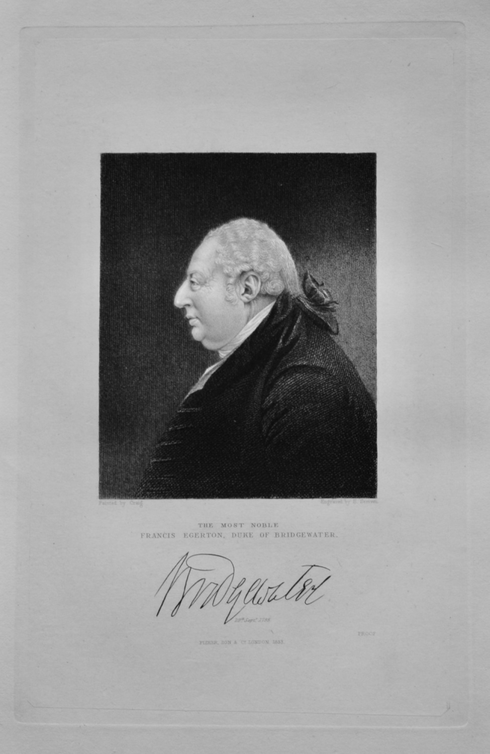 The Most Noble Francis Egerton, Duke of Bridgewater.  1833.