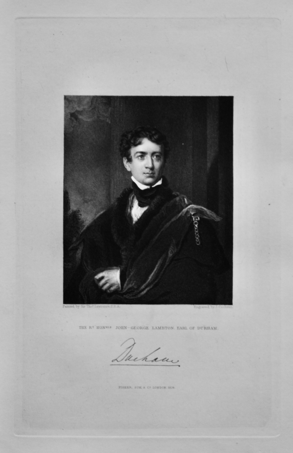 The Right Hon. John George Lambton.  Earl of Durham.  1833.