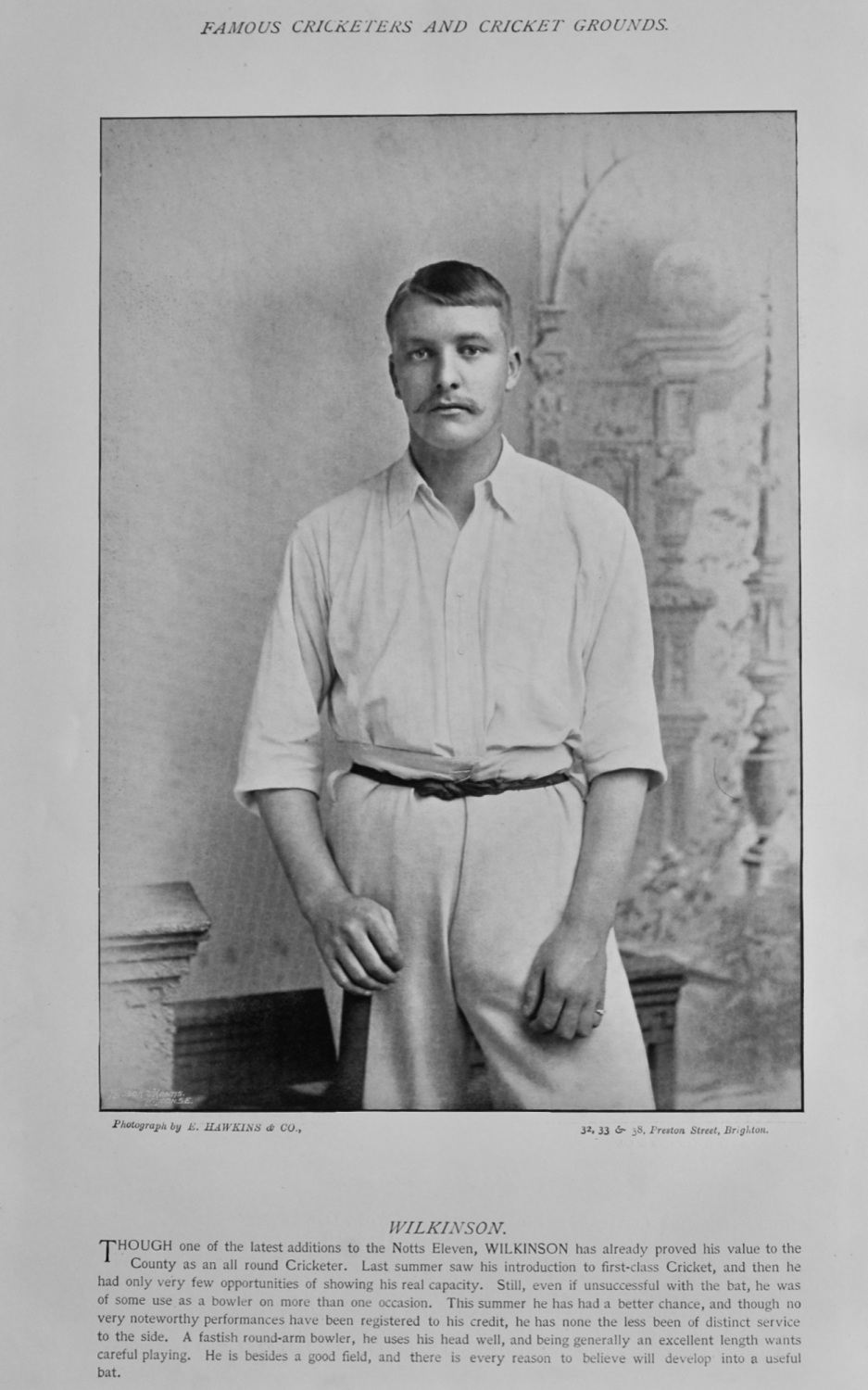 Arthur Wilkinsin. (Cricketer)  1895.