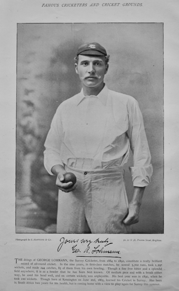 George Lohmann  &  Lord Hawke's.  1895.  (Cricketers).
