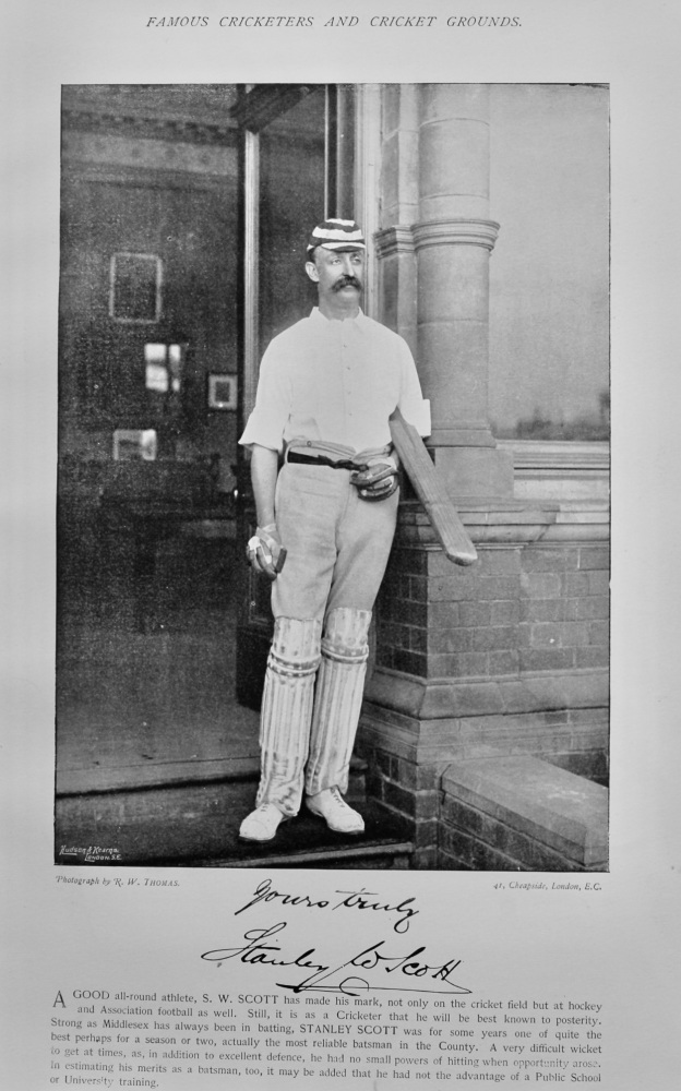 Stanley Winckworth Scott   &  Sussex Team Photo.  1895.  (Cricket.)