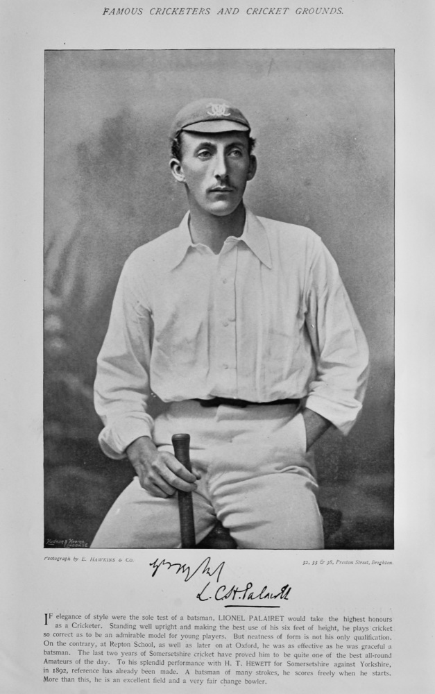 Lionel Charles Hamilton Palairet   &    Ernest Smith. 1895.  (Cricketers).