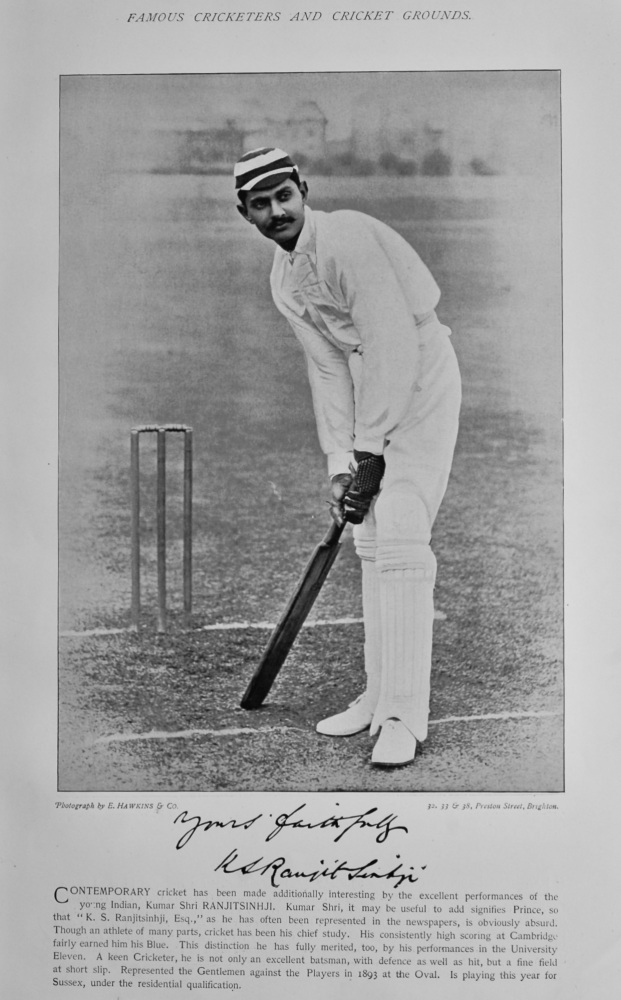 Kumar Shri Ranjitsinhji   &   George Ulyett.  1895.  (Cricketers)