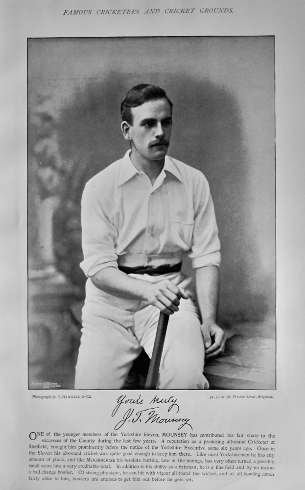 Joseph Thomas Mounsey   &    Nottongham  (Team Photograph).   1895.  (Cricket)