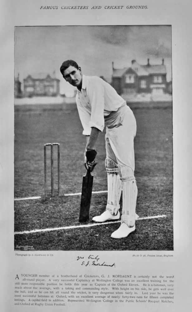 Gerald John Mordaunt   &   Charles William Wright.  1895.  Cricketers.