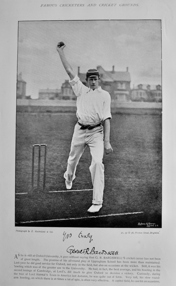 Gerald Roscoe Bardswell   &   John Edward Shilton.  1895.  Cricketers.