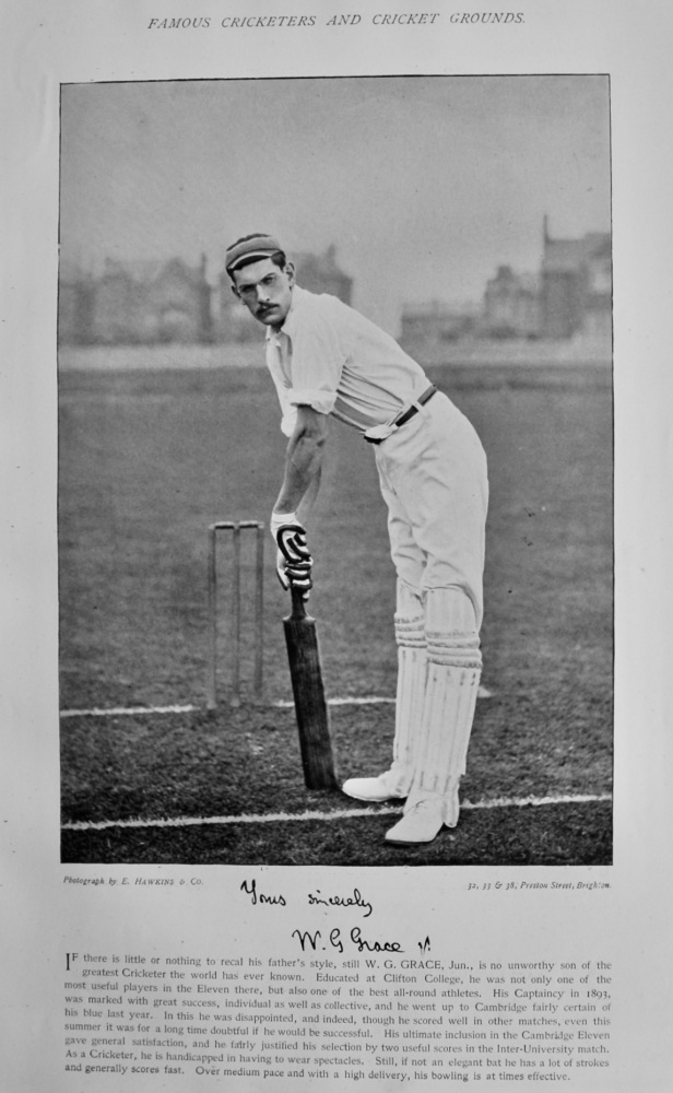 William Gilbert Grace, Junior    &    Alick Handford.   1895.  Cricketers.