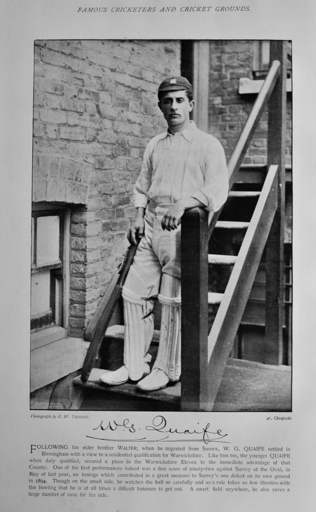 William George Quaife.   &   Richard Pilling.  1895.  (Cricketers).