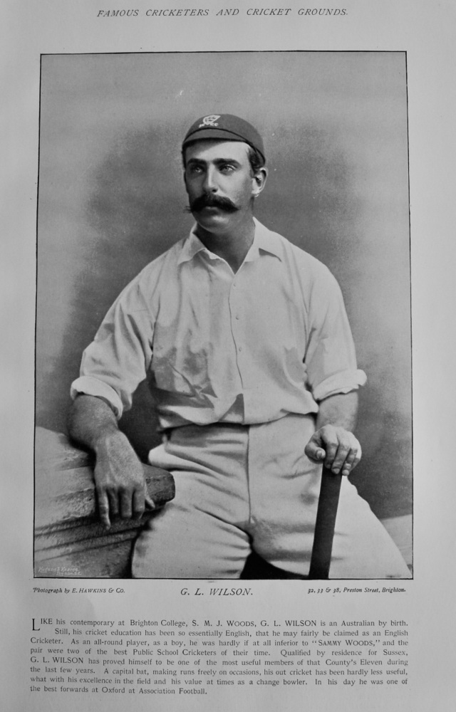 George Lindsay "Billy" Wilson.   &   Vernon Tickell Hill.  1895.  (Cricketers).