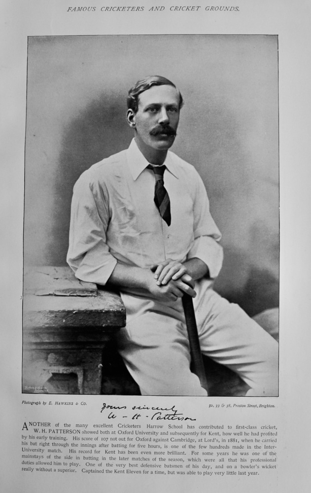 William Henry Patterson.   &   Joseph Hugh Brain.  1895.  (Cricketers)