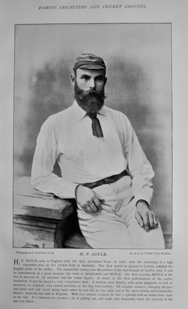 Henry Frederick Boyle.   &   George Arthur Davidson.  1895.  (Cricketers).