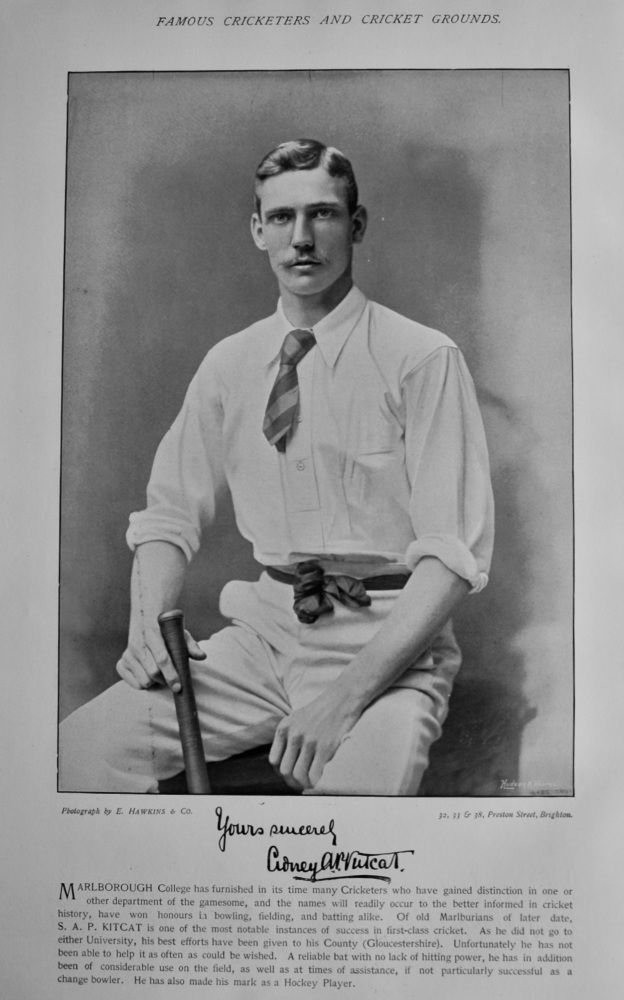 Sidney Arthur Paul Kitcat.   &   George Frederick Vernon.  1895.  (Cricketers.)