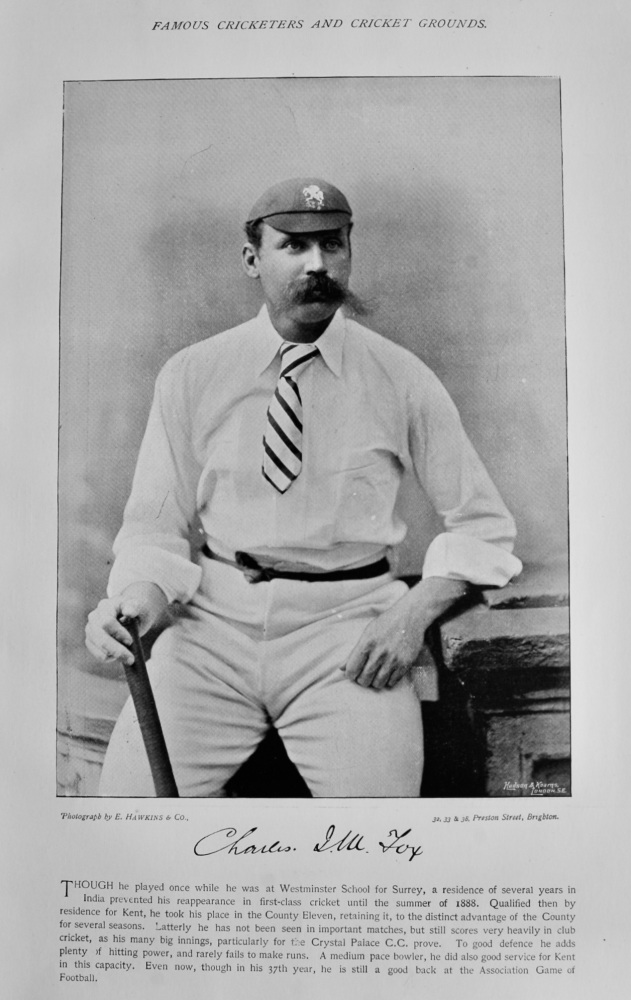 Charles John MacDonald Fox.   &   Cambridge University (Cricket Team)  1895.