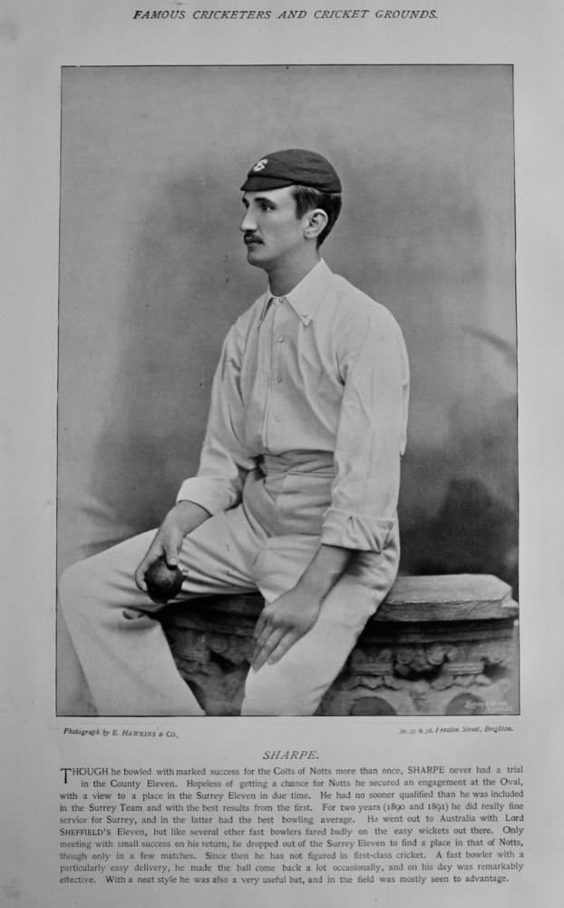 John William Sharpe.   &   Robert Pearson Carpenter.  1895.  (Cricketers).