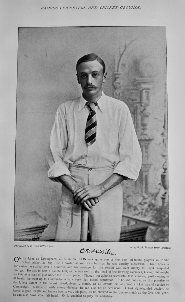 Clement Eustace Macro Wilson.   &   Horace Gray.  1895.  (Cricketers).