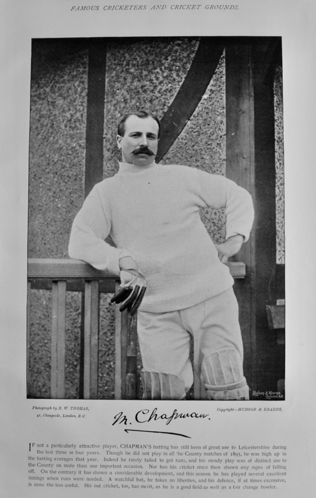 Mat Chapman.   &   Gentlemen, 1895.  (Team Photo)