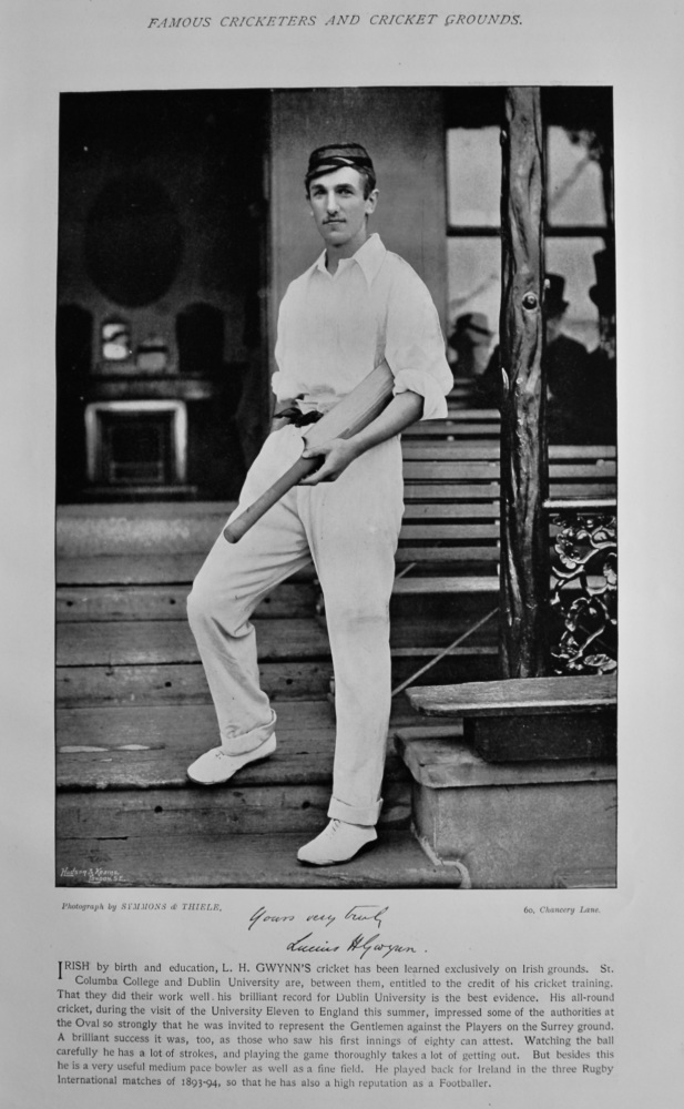 Lucius Henry Gwynn.   &   Joseph Beckett Wostinholm.  1895.  (Cricketers)