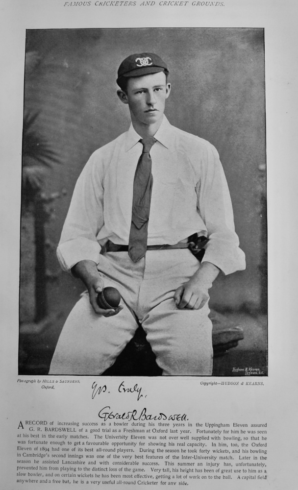 Gerald Roscoe Bardswell   &   Alexander Lorrimer.  1895.  (Cricketers)