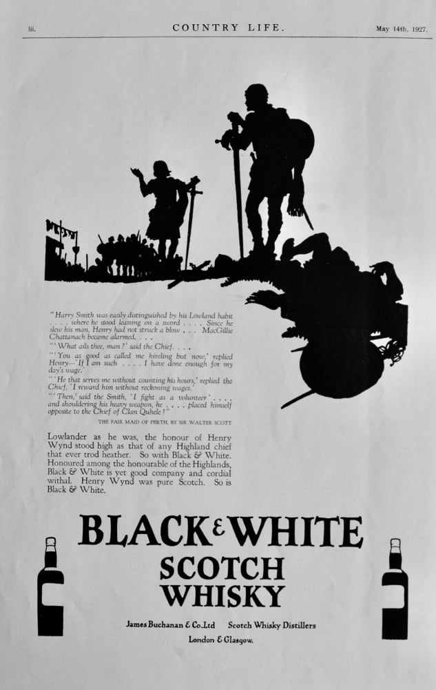 Black & White Scotch Whisky.  1927.