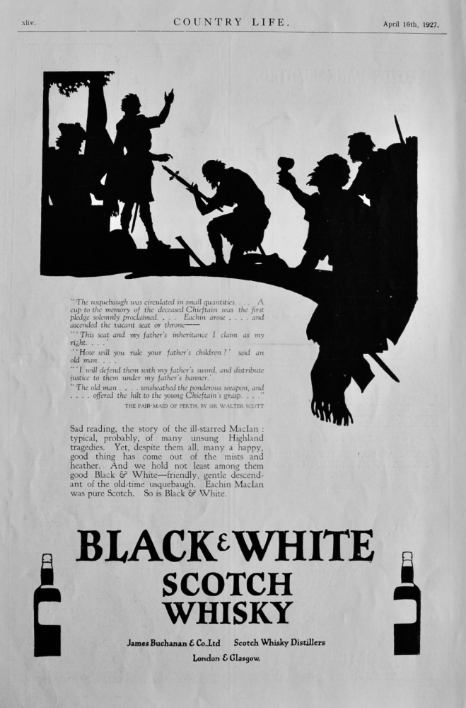 Black & White Scotch Whisky.  1927.