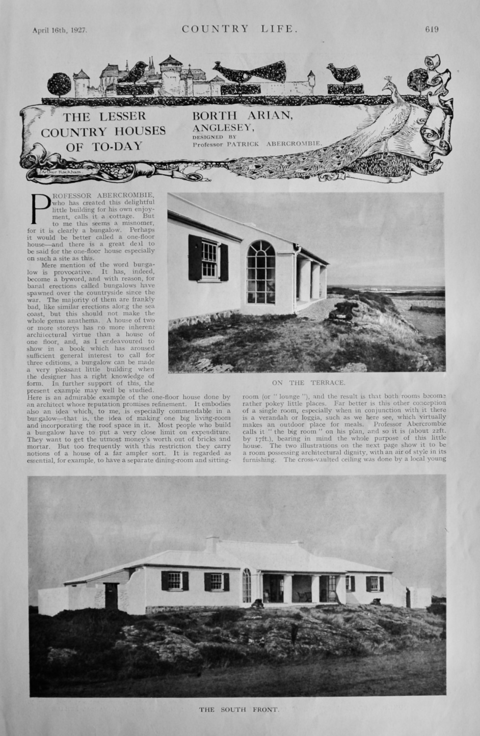 Borth Arian, Anglesey,  Designed by Professor Patrick Abercrombie.  1927.