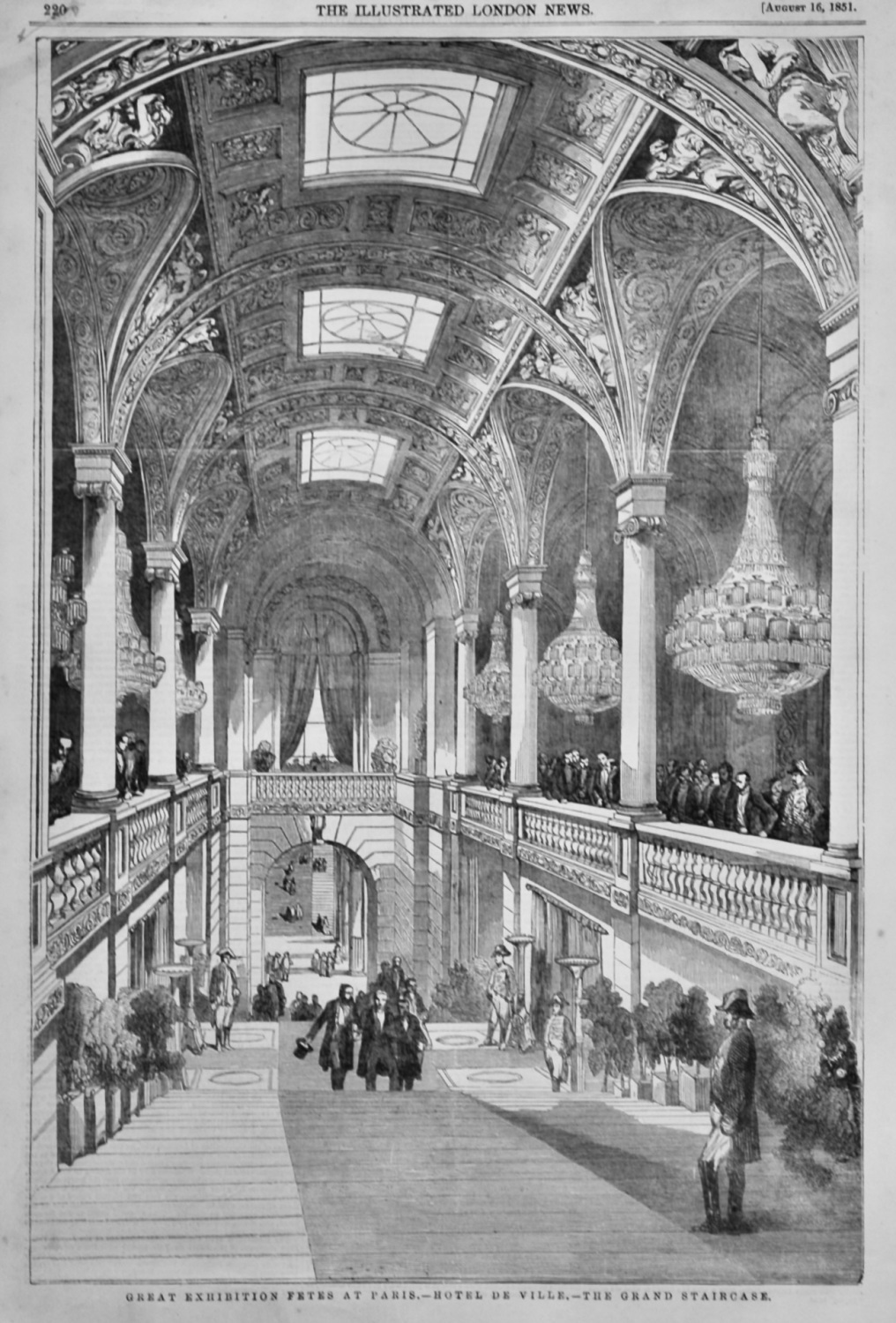 Great Exhibition Fetes at Paris.- Hotel De Ville.- Grand Staircase.  1851.
