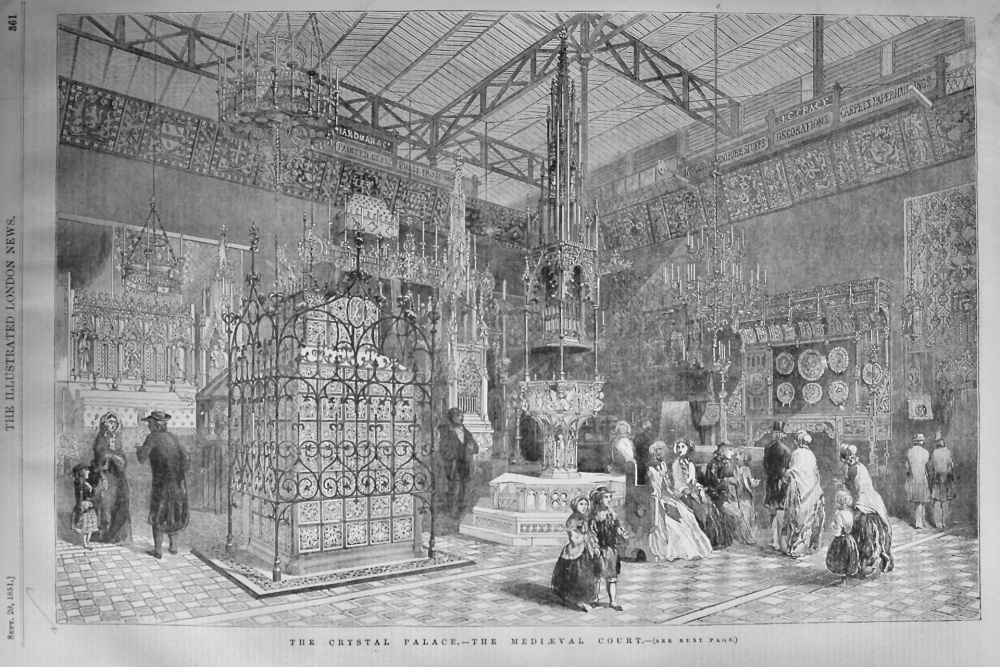 The Crystal Palace.- The Mediaeval Court.  1851.  (The Great British Exhibition of 1851.)